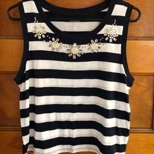 Striped sleeveless top with beaded detail